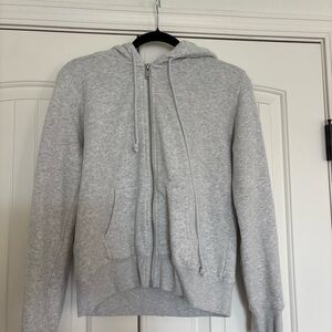 Brandy Melville Light Gray Full-Zip Hoodie